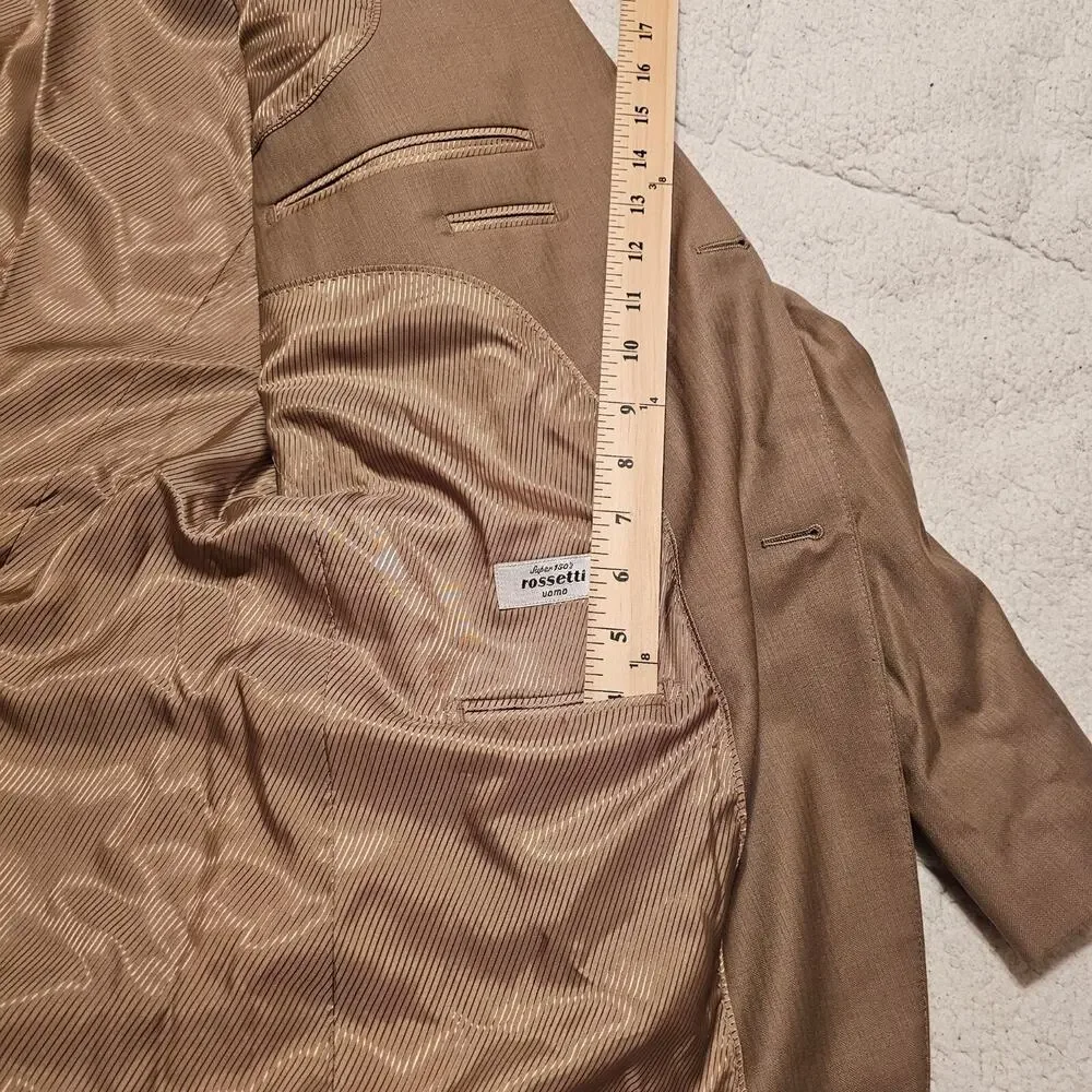 Rossetti Super 150's Italian Wool Sport Coat Blazer Tan 42L Two Button Men's